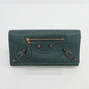 BALENCIAGA Giant Conti Long Wallet Green Leather